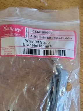 thirty-one Gray Denim Distressed Pebble Wristlet Strap